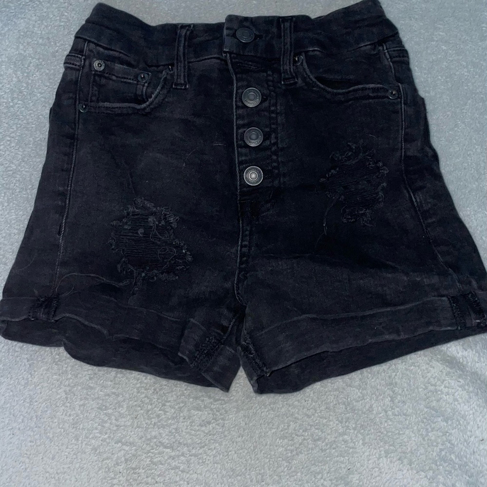 Aeropostale Black Jean Shorts High-Waisted Distressed